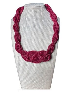 Stylish Fuchsia Braided Beaded Necklace - Women Jewelry